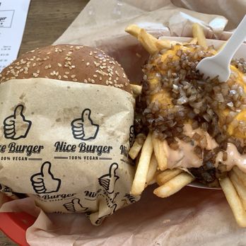 Nice Burger - Chef's Special burger with animal-friendly fries - Vegan Near Me - Stanton, California Nice Burger - Chef's Special burger with animal-friendly fries - Vegan Near Me - Stanton, California