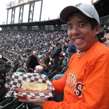 California Cookout Stands - Me Posing With The With The Giant Half-Pound Kiebasa At a San Francisco Giants Game!!! - Food Stands Near Me - San Francisco, California