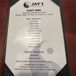 Jay's Asian Fusion Restaurant - Happy hour.