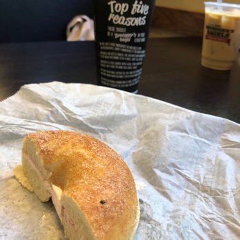 Bruegger's Bagels - Cinnamon sugar bagel w/ coffee - Sandwiches Near Me - Boston, Massachusetts