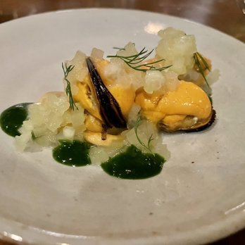 Bon Mot - Pickled mussels, apples, fennel & celery (one of the best dishes of the night) - Korean Near Me - Cupertino, California