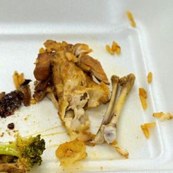 Bones, gristle & rubbery skin in my Fajita Chicken! I don't think so!