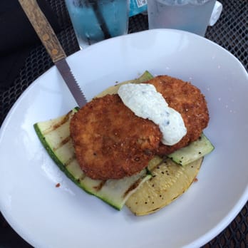 SOB Downtown - Salmon cakes- delicious. Loved the cucumber sauce, big pieces of salmon and grilled veggies spot on. - Gastropubs Near Me - Memphis, Tennessee