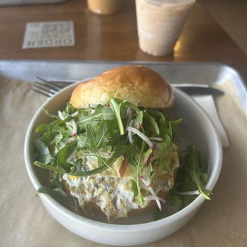 Stone Creek Coffee - sausage egg  and cheese with apple slices and spring mix - Breakfast & Brunch Near Me - Milwaukee, Wisconsin