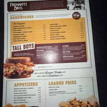 Primanti Bros. Restaurant and Bar - The menu - Sandwiches Near Me - Pittsburgh, Pennsylvania