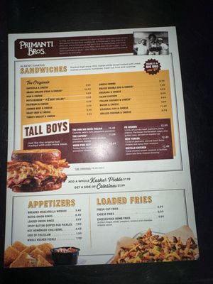 Menu photo 1 Primanti Bros. Restaurant and Bar Pittsburgh, PA