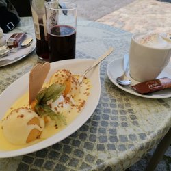 Eiscafe Bütow - Sanddorn Becher, Cappuccino und Vio Limo