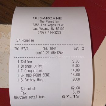 Sugarcane - Check with pricing. Great server! - Cocktail Bars Near Me - Las Vegas, Nevada