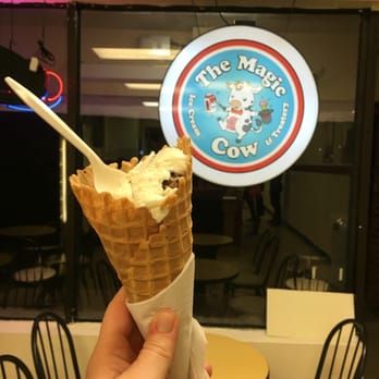 The Magic Cow - 1 scoop: sweet cream and Twix in a waffle cone! - Ice Cream & Frozen Yogurt Near Me - Davie, Florida