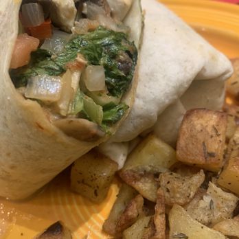 The Flying Biscuit Cafe - Vegan Tofu Wrap and "Moon Dusted" Potatoes - Breakfast & Brunch Near Me - Raleigh, North Carolina