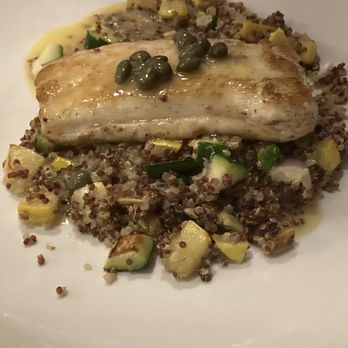 Halyards Restaurant - Flounder with a lemon piccata sauce and bed of quinoa and squash - Seafood Near Me - Saint Simons Island, Georgia