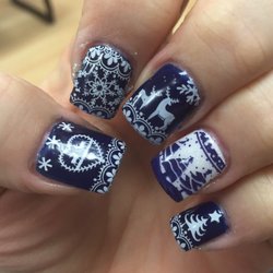 Legends Hair & Nail Salon - Blue Christmas Sweater Nails by Sharleen