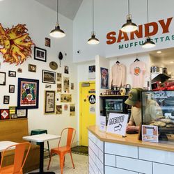 Sandy's - The counter where ordering the muffuletta is made.