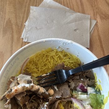 Nick The Greek - A small amount of rice in the Gyro Bowl - Greek Near Me - Hayward, California Nick The Greek - A small amount of rice in the Gyro Bowl - Greek Near Me - Hayward, California