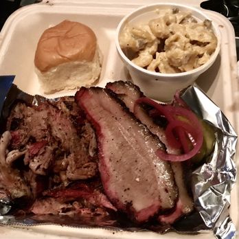 C&B Smokehouse - Two platter plate with pulled pork and brisket - Food Trucks Near Me