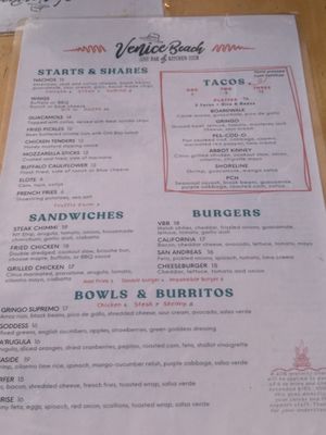 Menu photo 2 Venice Beach Bar & Kitchen Venice, CA Menu photo 2 Venice Beach Bar & Kitchen Venice, CA