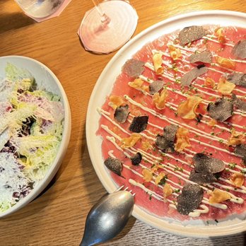 MIKA - Caesar salad and BLUEFIN TUNA CARPACCIO - Italian Near Me - Coral Gables, Florida MIKA - Caesar salad and BLUEFIN TUNA CARPACCIO - Italian Near Me - Coral Gables, Florida