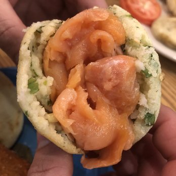 Valencia Cocina - Smoked salmon arepa (our absolute favorite) - Latin American Near Me - Norwalk, Connecticut