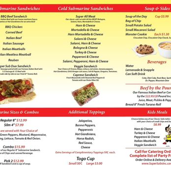 Super Submarine - Menu - Sandwiches Near Me - Valparaiso, Indiana Super Submarine - Menu - Sandwiches Near Me - Valparaiso, Indiana