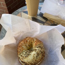 My Hubby's Bagels - Half everything bagel and half rosemary parm, with garlic black pepper cream cheese. Yum