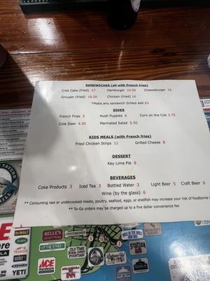 Menu photo 2 Hole In The Wall Seafood Apalachicola, FL