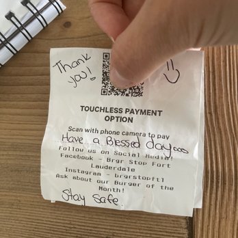 Brgr Stop - Thoughtful little note from waitress. For me, it's always the little things that I appreciate the most. - American Near Me - Fort Lauderdale, Florida