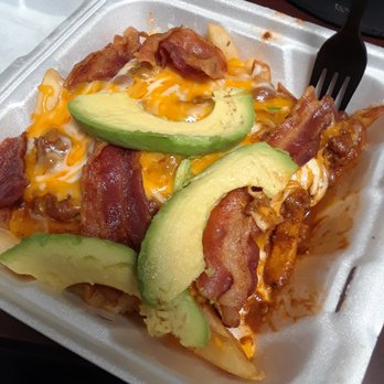 The Corner - Chilli cheese fries w/avo + bacon - Burgers Near Me - Los Angeles, California The Corner - Chilli cheese fries w/avo + bacon - Burgers Near Me - Los Angeles, California