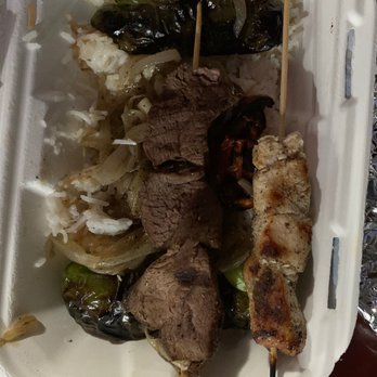 Mimi's Cafe - Mixed lamb & chicken kabob platter ($15.95) missing mushrooms - Cafes Near Me - Pikesville, Maryland Mimi's Cafe - Mixed lamb & chicken kabob platter ($15.95) missing mushrooms - Cafes Near Me - Pikesville, Maryland