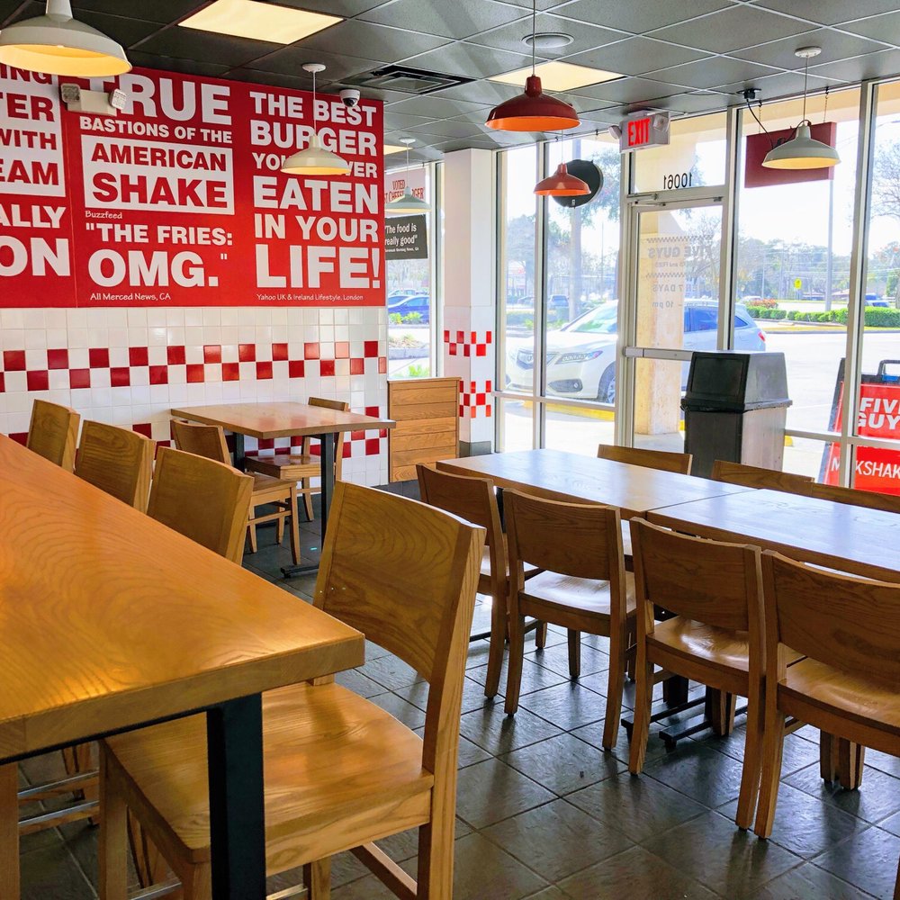 Five Guys - Dining Area - Burgers Near Me - Jacksonville, Florida Five Guys - Dining Area - Burgers Near Me - Jacksonville, Florida