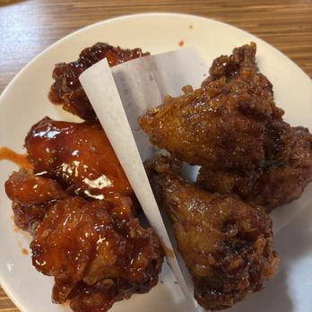 Danji Korean Cuisine - E2. Yangnyeom Chicken (left) E4. Soy Sauce Chicken (right) - Korean Near Me - Issaquah, Washington Danji Korean Cuisine - E2. Yangnyeom Chicken (left) E4. Soy Sauce Chicken (right) - Korean Near Me - Issaquah, Washington