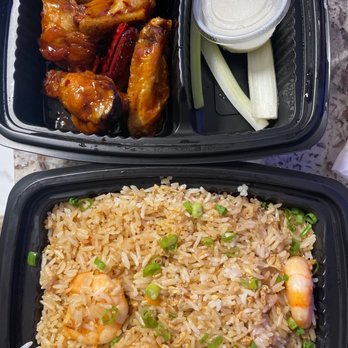 Asian Kitchen - Shrimp fried rice and Braised Wings - Asian Fusion Near Me - Roswell, Georgia