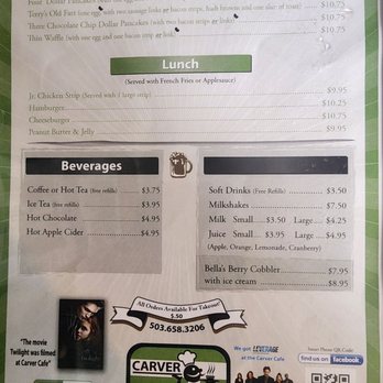 Carver Cafe - Updated menu prices June 2026 - Delis Near Me - Damascus, Oregon