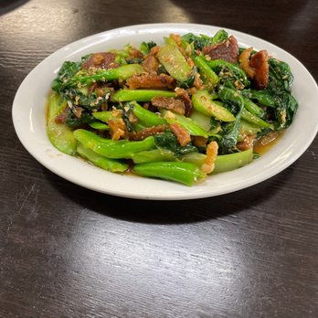 Sizzling Wok - 44. Crispy Pork with Chinese Broccoli - Thai Near Me - Long Beach, California Sizzling Wok - 44. Crispy Pork with Chinese Broccoli - Thai Near Me - Long Beach, California