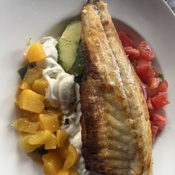 Pier 131 Kitchen + Bar - Cod fish with mango, avocado, tomato with white rice - New American Near Me - Shelton, Connecticut