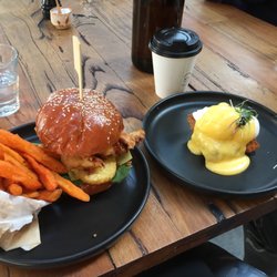 King of the castle cafe - Fried chicken burger and eggs benedict