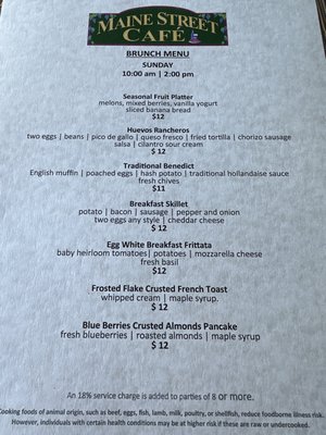Menu photo 1 Maine Street Cafe Fallon, NV