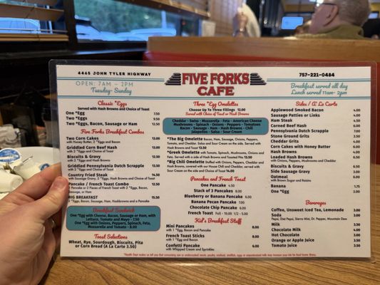 Menu photo 1 Five Forks Cafe Williamsburg, VA Menu photo 1 Five Forks Cafe Williamsburg, VA