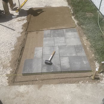 Santa Ynez Stone & Topsoil - Laying out the pattern of the belgard pavers - Building Supplies Near Me - Solvang, California