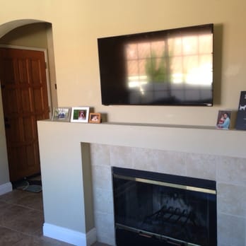 HD Hookups - Tv mounted above fireplace... Sorry for the window glare! - Home Theatre Installation Near Me - San Diego, California