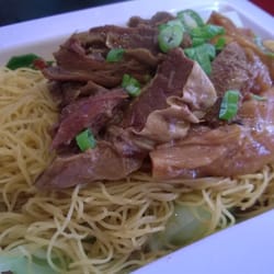 Smile House Cafe - Beef brisket and tendon lo mein (brothless noodles). Totally awesome