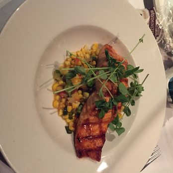 Old Ebbitt Grill - Grilled salmon with corn succotash and pea tendrils. - Bars Near Me - Washington, DC, District of Columbia