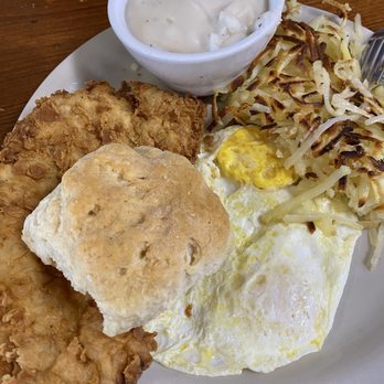 Alto Cafe - Chicken fried chicken with eggs, gravy on the side - American Near Me - Alto, New Mexico