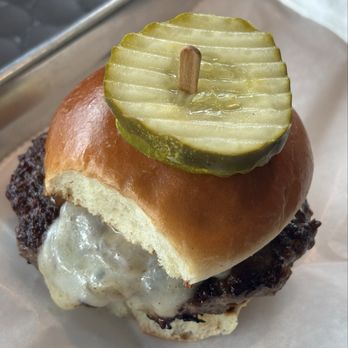 Rosemarie's Buns and Brews - the CLASSIC (1/4 lb wagyu slider with onion confit, jack cheese, and Kewpie mayo) on a Turano brioche bun - Burgers Near Me - Encinitas, California Rosemarie's Buns and Brews - the CLASSIC (1/4 lb wagyu slider with onion confit, jack cheese, and Kewpie mayo) on a Turano brioche bun - Burgers Near Me - Encinitas, California