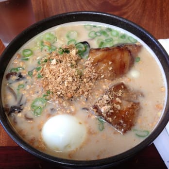 Santa Ramen - Pork Ramen with Fried Garlic, Kurobata Pork, and Boiled Egg - Ramen Near Me - San Mateo, California Santa Ramen - Pork Ramen with Fried Garlic, Kurobata Pork, and Boiled Egg - Ramen Near Me - San Mateo, California