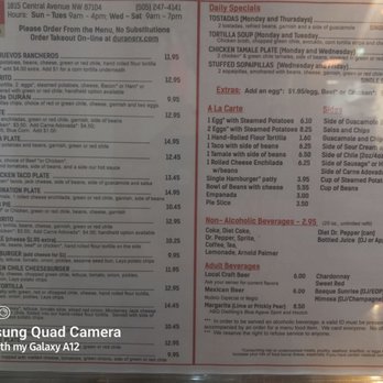 Duran Central Pharmacy - Menu - Mexican Near Me - Albuquerque, New Mexico