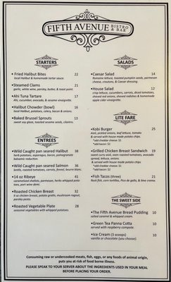 Menu photo 6 Fifth Avenue Bistro & Bar Seward, AK Menu photo 6 Fifth Avenue Bistro & Bar Seward, AK