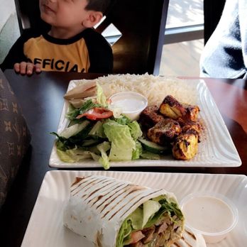 Crest Cafe - Garlic Chicken Kabob Plate & Beef Wrap - Greek Near Me - Sacramento, California