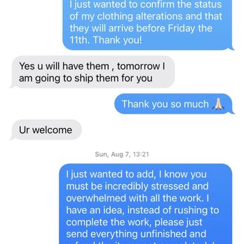 Helena's Creative Sewing - Me begging for my items back after FOUR MONTHS - Sewing & Alterations Near Me - Scottsdale, Arizona