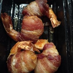 Shrimp Lejon (bacon wrapped shrimp)