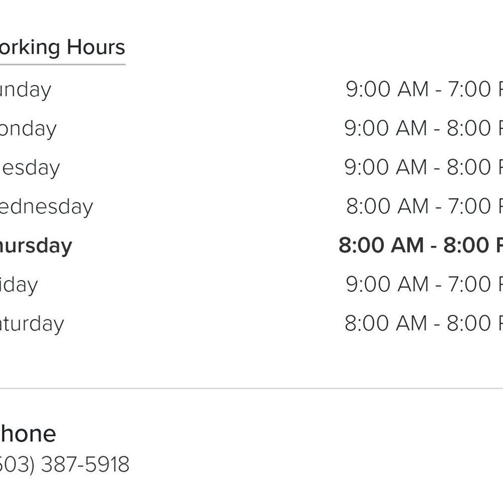 Hours and phone Hours and phone
